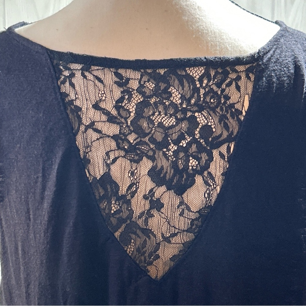 Candies Black Asymmetrical Tank Top With Lace Size XL - Picture 4 of 9